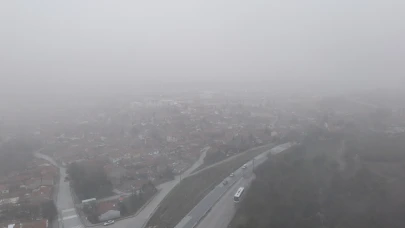 Eskişehir’de Yoğun Sis Havadan Görüntülendi